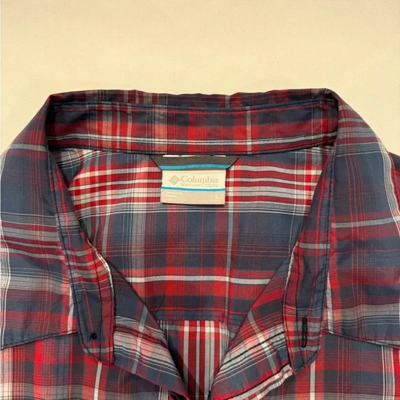 Columbia Red and Blue Plaid Casual Shirt - Picture 3 of 4